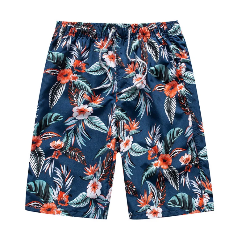 Men's tropical floral print board shorts.