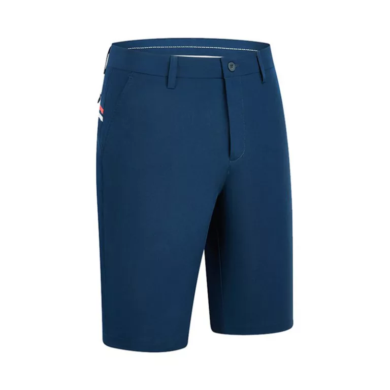 Navy blue men's tailored shorts.