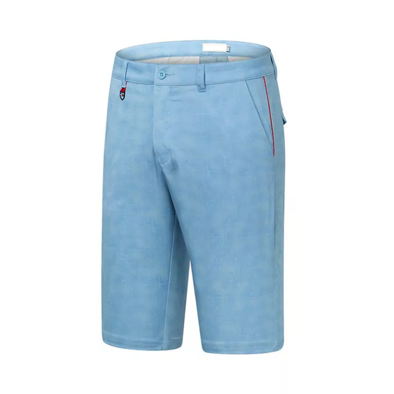 Men's blue patterned Bermuda shorts.