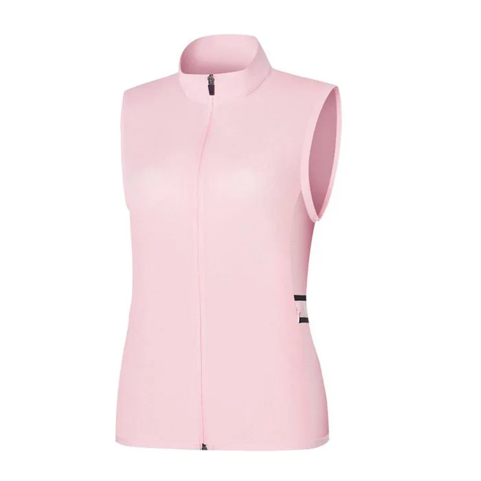 Pink sleeveless women's sports vest with zipper.