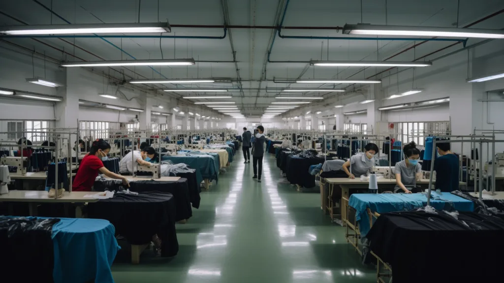Top 10 Clothing Manufacturers for Startups 2 Workers in a bright clean workshop producing custom apparel with modern machines