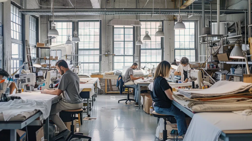 10 Leading Clothing Manufacturers in New York for Premium Fashion Brands 1 designers working in a New York clothing manufacturer studio producing luxury garments
