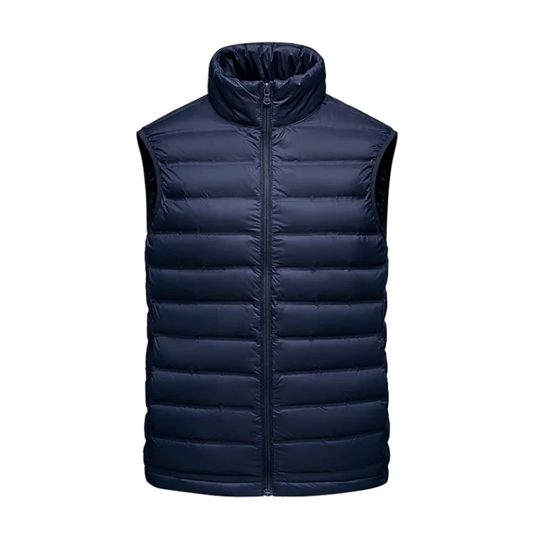 blue puffer vest