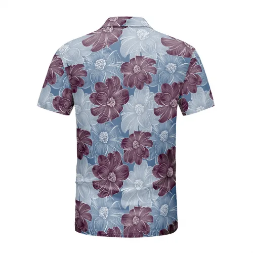 The Best Polo Shirts: Who's the Undisputed Champion? 4 Floral patterned short-sleeve shirt with blue background.