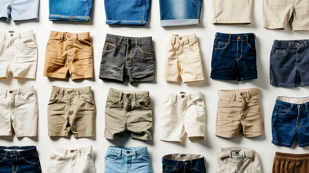 15 Stylish Types of Shorts You Must Know in 2025 1 assorted types of shorts for men and women in a flat lay fashion catalog