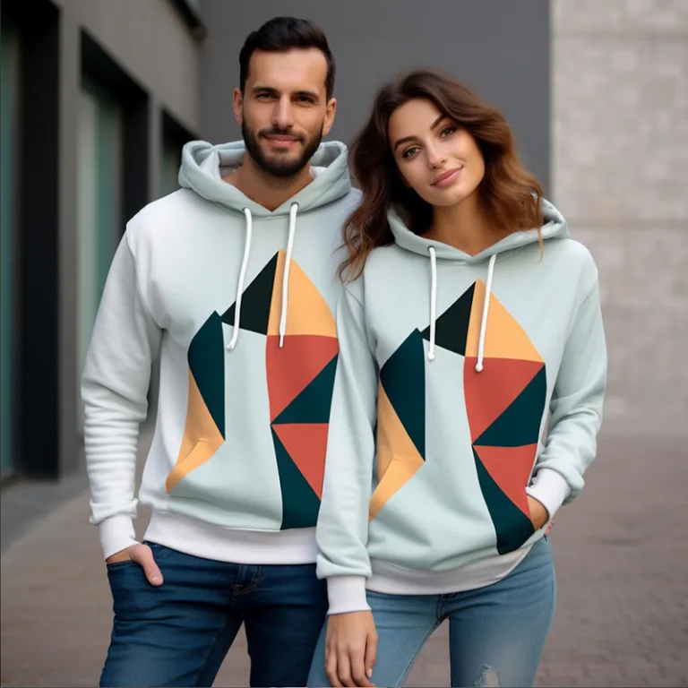 geometric designs embroidered hoodie d