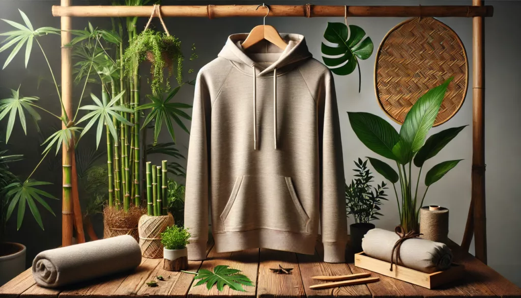Eco-Friendly Custom Bamboo Hoodies: Sustainable Style with Personalized Comfort 8 bamboo hoodie displayed in a nature