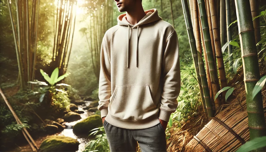 Eco-Friendly Custom Bamboo Hoodies: Sustainable Style with Personalized Comfort 2 hoodie in a nature setting