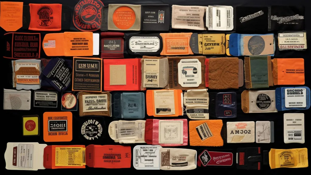 What Clothing Accessories Make Up a Garment? A Complete Guide 3 Various garment labels including brand tags care labels and size labels displayed on different fabrics c