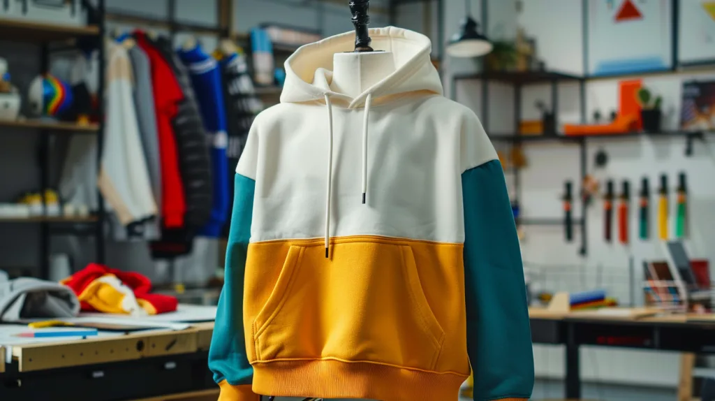 How to Customize Kids Hoodies for Your Brand: A Step-by-Step Guide 3 A finished prototype kids hoodie displayed on a mannequin in a bright studio.