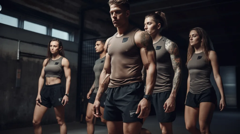 How to Customize Gym Shorts with Your Logo (Heat Transfer, Embroidery, etc.) 2 Athletes wearing custom gym shorts with visible logos during a workout.