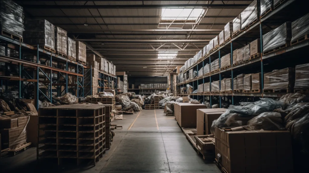 How to Start a Clothing Business with Buying Wholesale 2 Large apparel warehouse with bulk clothing ready for shipment