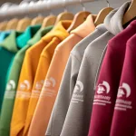 Embroidery and screen printing details on hoodies