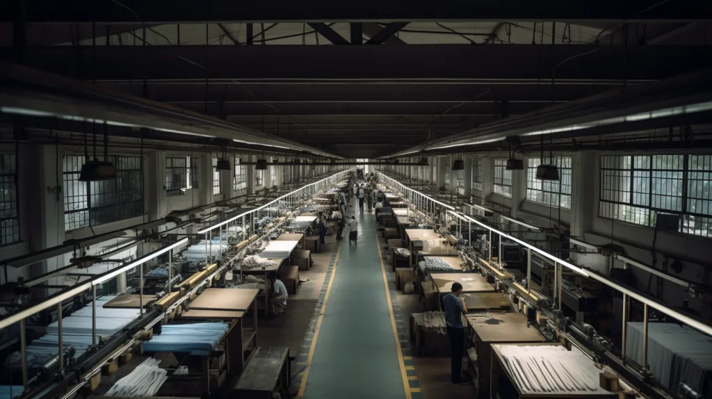 High Capacity Clothing Manufacturer: What Buyers Need to Know 2 Interior of a large-scale garment factory with multiple automated sewing lines.