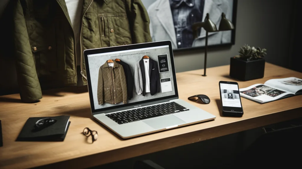 How to Start a Clothing Business with Buying Wholesale 3 Shopify dashboard and phone with clothing product images