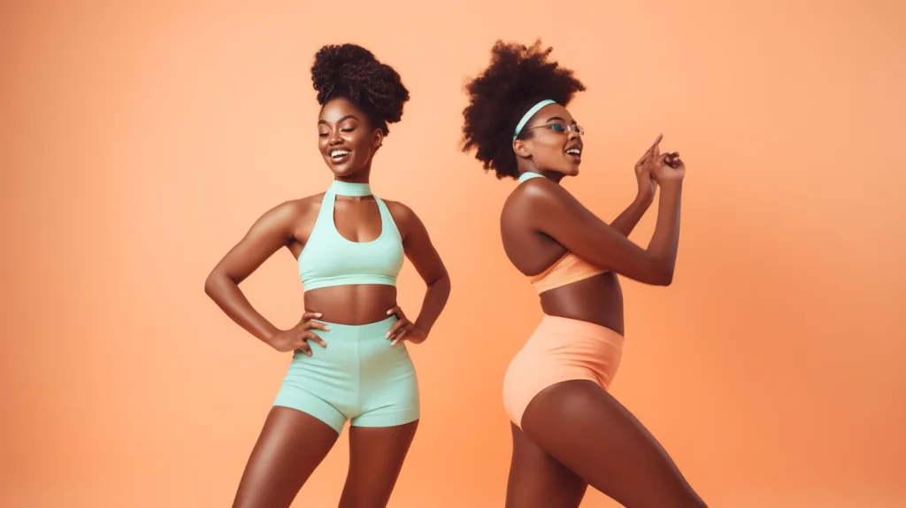 Popular Gym Shorts Styles for Men & Women in 2025 3 Female models posing in high-waist biker shorts and v-waist gym shorts in a studio.