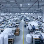 Inside view of a modern apparel manufacturing facility