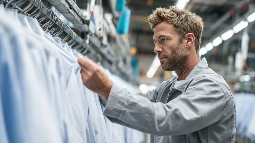 Questions to Ask Your Clothing Manufacturer Before Ordering 3 Worker inspecting garment quality in factory