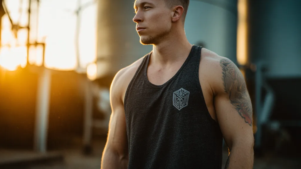 Best Tank Tops for Men: A Complete Guide to Style, Performance & Comfort 3 Tank tops with custom logo printing and tags for a clothing brand