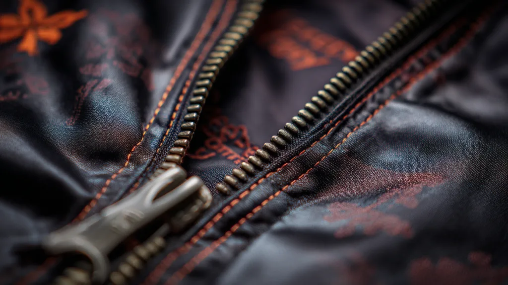 How to Customize Men’s Jackets: Materials, Logos, and Features 3 Close-up of zippers, lining, and stitched pockets
