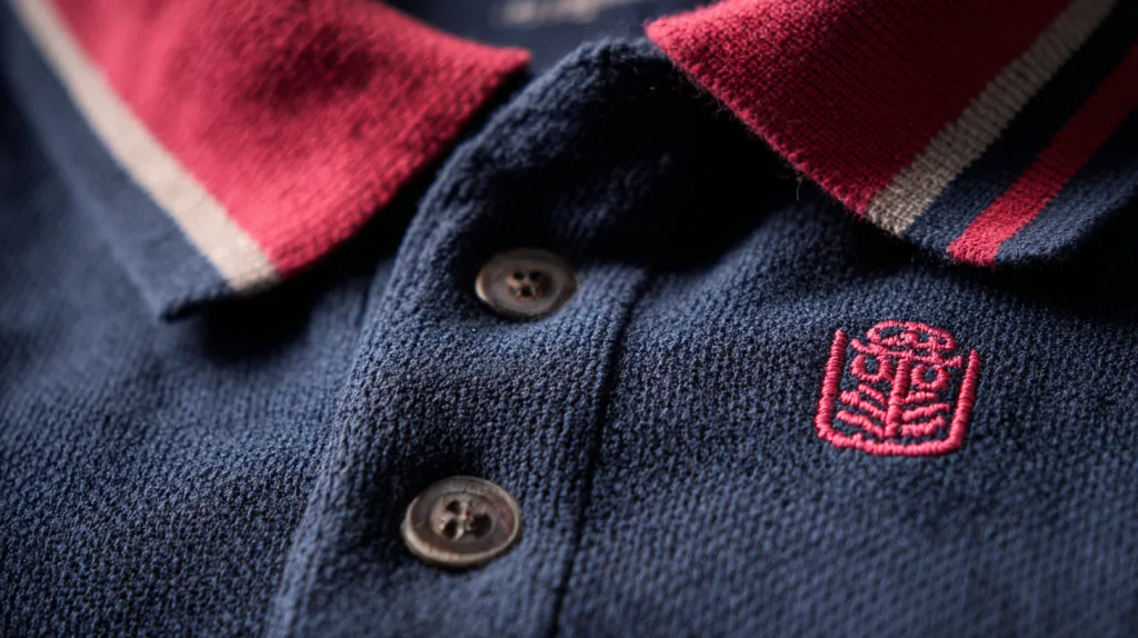 How to Customize Boys Polo Shirts for Your Brand or School 3 Close-up of embroidery and heat press print on polo shirts