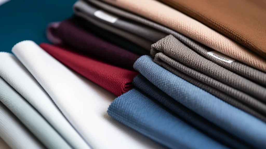 Custom Clothing Manufacturers – Full Guide to Get Started 3 Close-up fabric swatches labeled cotton, fleece, polyester-spandex, nylon