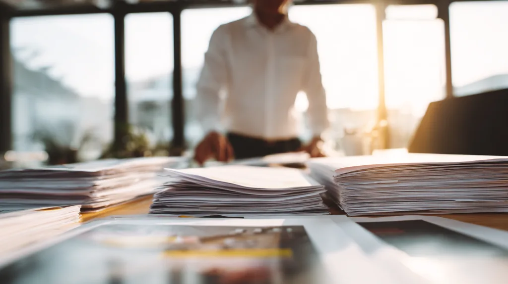 How to Find a Clothing Manufacturer in China (2025 Guide) 2 Reviewing factory certifications and business licenses in an office