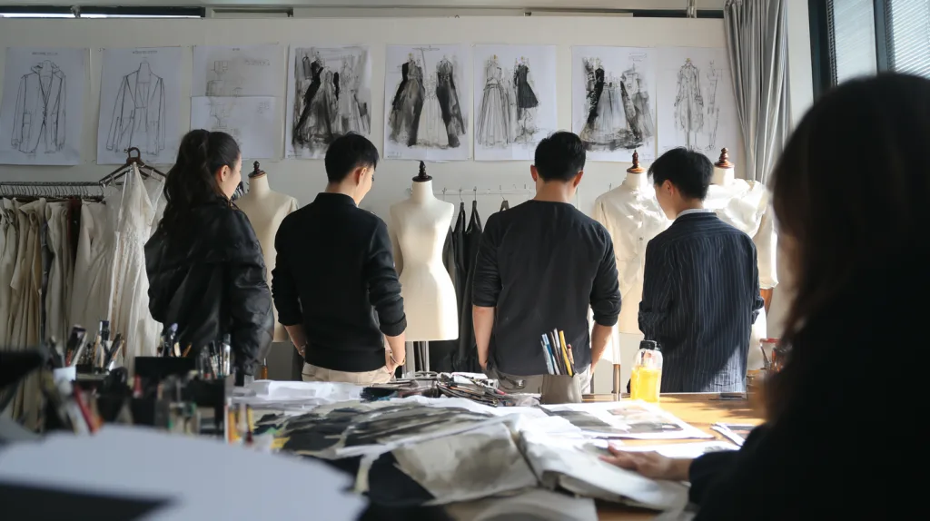 Guangdong Clothing Manufacturers: What You Need to Know 2 Designers working on clothing samples in studio