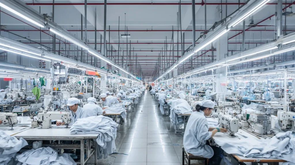 Top Clothing Suppliers in China for Startups and Brands 12 Interior view of a clean, high-tech Chinese garment factory