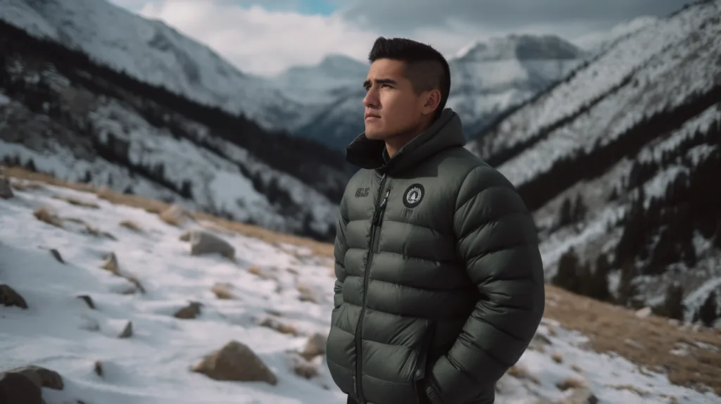 Top 8 Styles of Men’s Jackets for Brands in 2025 2 Outdoor shot of insulated puffer jacket with branded patch