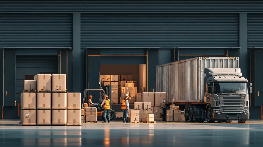 Clothing Manufacturing Process Explained (From Design to Delivery) 4 Packed clothing boxes being loaded for international delivery.