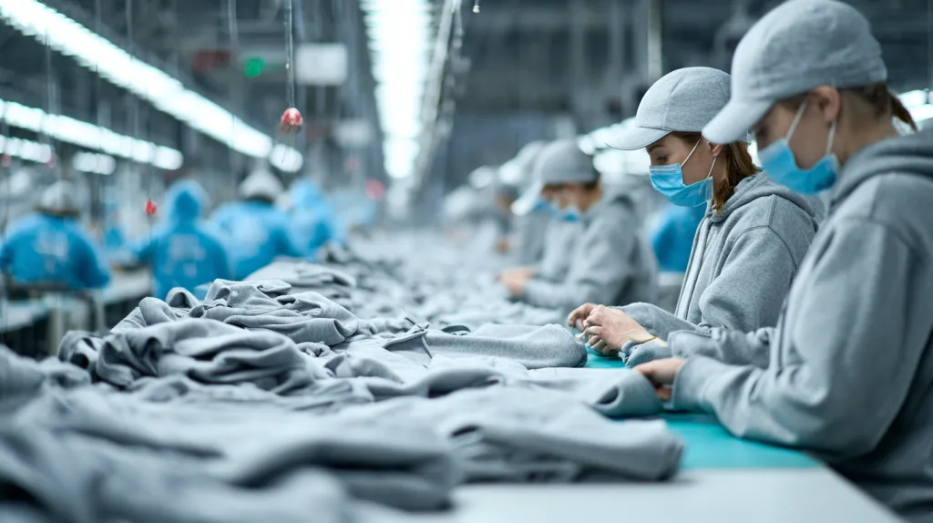 What Is the Best Hoodie Manufacturer? 11 Key Factors to Make the Right Choice 1 Garment workers inspecting hoodies during production