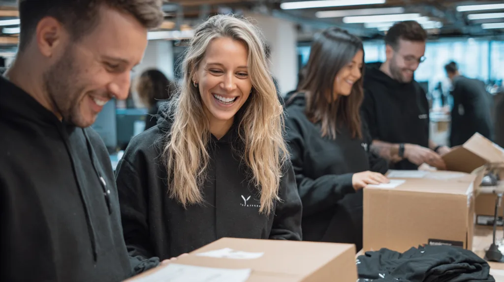 What Is the Best Hoodie Manufacturer? 11 Key Factors to Make the Right Choice 4 Fashion team receiving their first custom hoodie batch