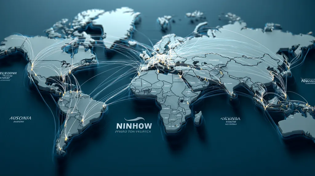 Understanding Clothing Export Terms: FOB, CIF, DDP 3 Map-style visualization of Ninghow’s global shipping routes and supported countries.