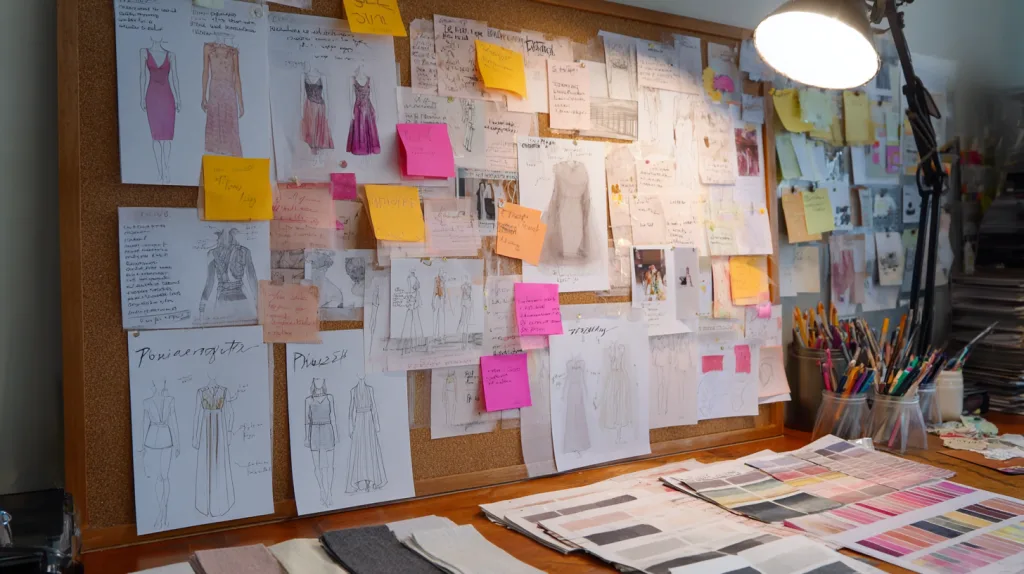 Building a Multi-Product Private Label Collection: Where to Start 1 Garment category planning board with sketches of tops and bottoms