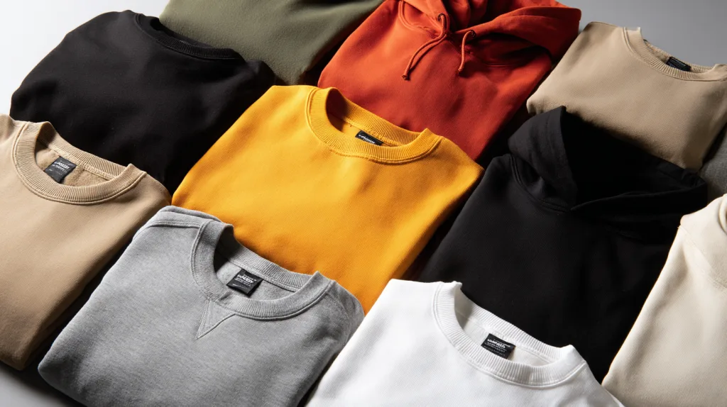 Custom Pullovers With Logo: A Complete Guide for Brands, Teams, and Organizations 1 Assorted pullover styles including crewneck, quarter-zip, and hooded