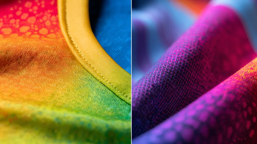 Screen Printing vs Sublimation: Which is Better for Sportswear? 2 A comparison of sublimation-printed fabric before and after washing, highlighting how the dye bonds with the polyester fibers to maintain color brightness.