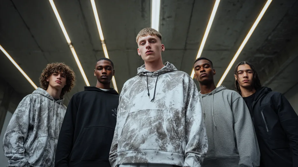 Best Men’s Hoodie Manufacturer: From Streetwear to Gymwear 1 Models showcasing streetwear and gymwear hoodie designs