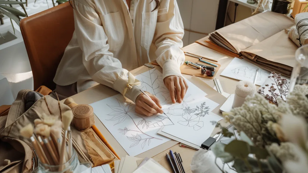 A Complete Guide to Private Label Organic Cotton Clothing 2 Designer sketching private label organic cotton apparel