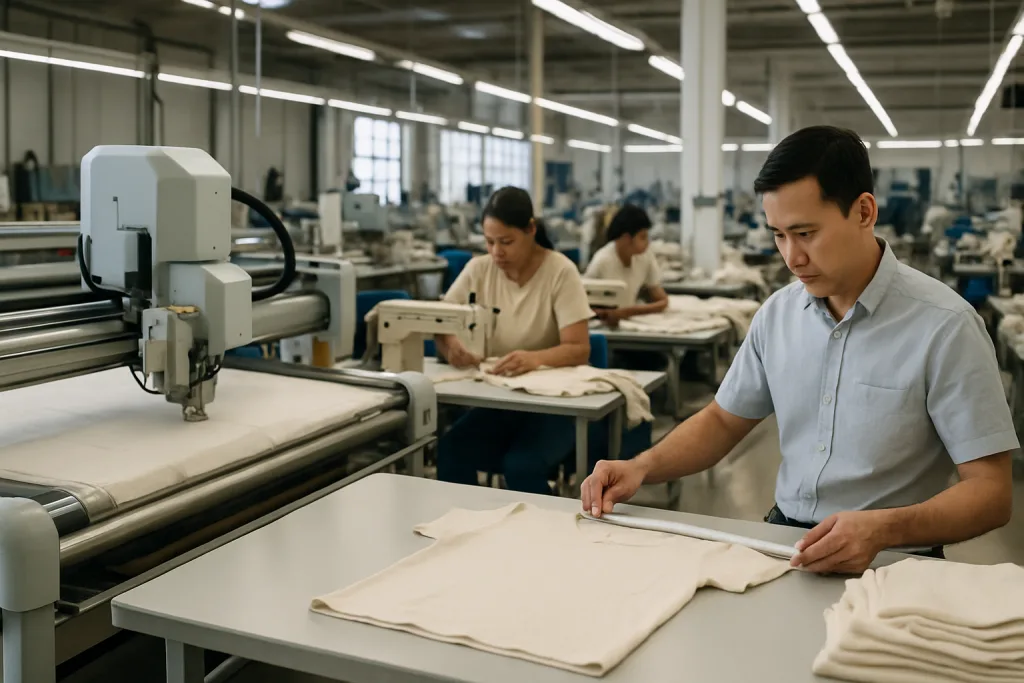 Custom Organic Cotton Clothing: From Design to Delivery 2 cutting sewing inline qc organic cotton