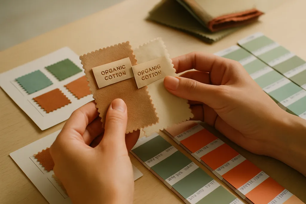 Custom Organic Cotton Clothing: From Design to Delivery 1 organic cotton fabric swatch lab dip 1