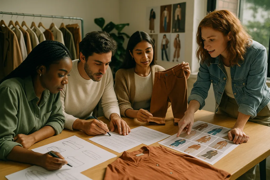 Designers work together to select profitable styles for an apparel capsule lineup.