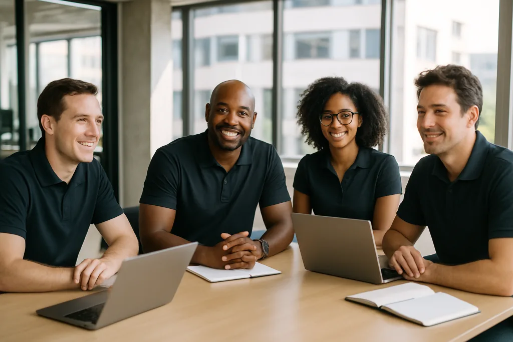 The Complete Guide to Business Polo Shirts: From Office Style to Uniform Branding 1 office team coordinated business polo shirts