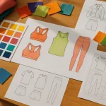 A creative workspace showing the materials and strategic planning involved in positioning a new sportswear brand.