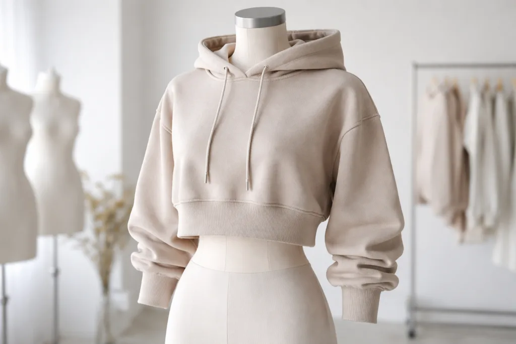 Crop Top Hoodies: Trends in Women’s Athleisure 1 crop top hoodie trend mannequin