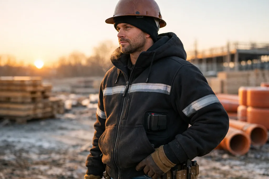 12 Essential Insights for the Best Heated Hoodie: Tech, Battery & Safety Guide 2 heated hoodie workwear scene