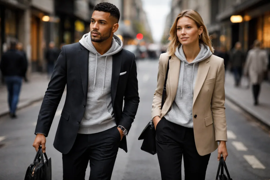 Hoodie and Blazer: A Modern Smart-Casual Trend 9 hoodie and blazer urban smart-casual city fashion