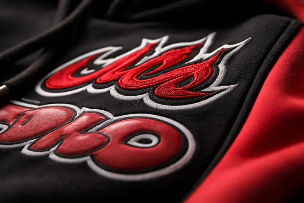 Black and Red Hoodie: Streetwear Style Guide 2 hoodie detail embroidery printjpg