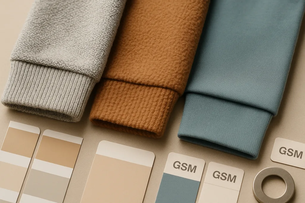 Best Men's Hoodies: Complete Style & Material Guide 6 Close-up macro of men’s hoodie fabrics showing texture differences and GSM measurement