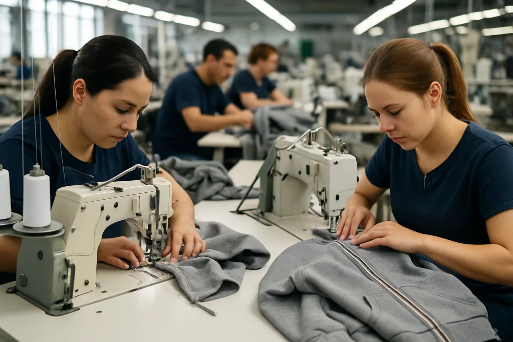 Best Zip-Up Hoodies: Zipper Types & Fit Guide 2 hoodie factory assembly